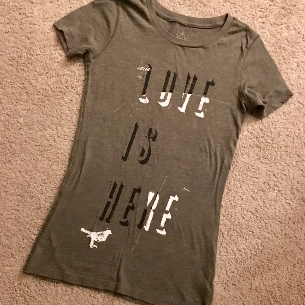 AERIE olive green/army green tee - nwot